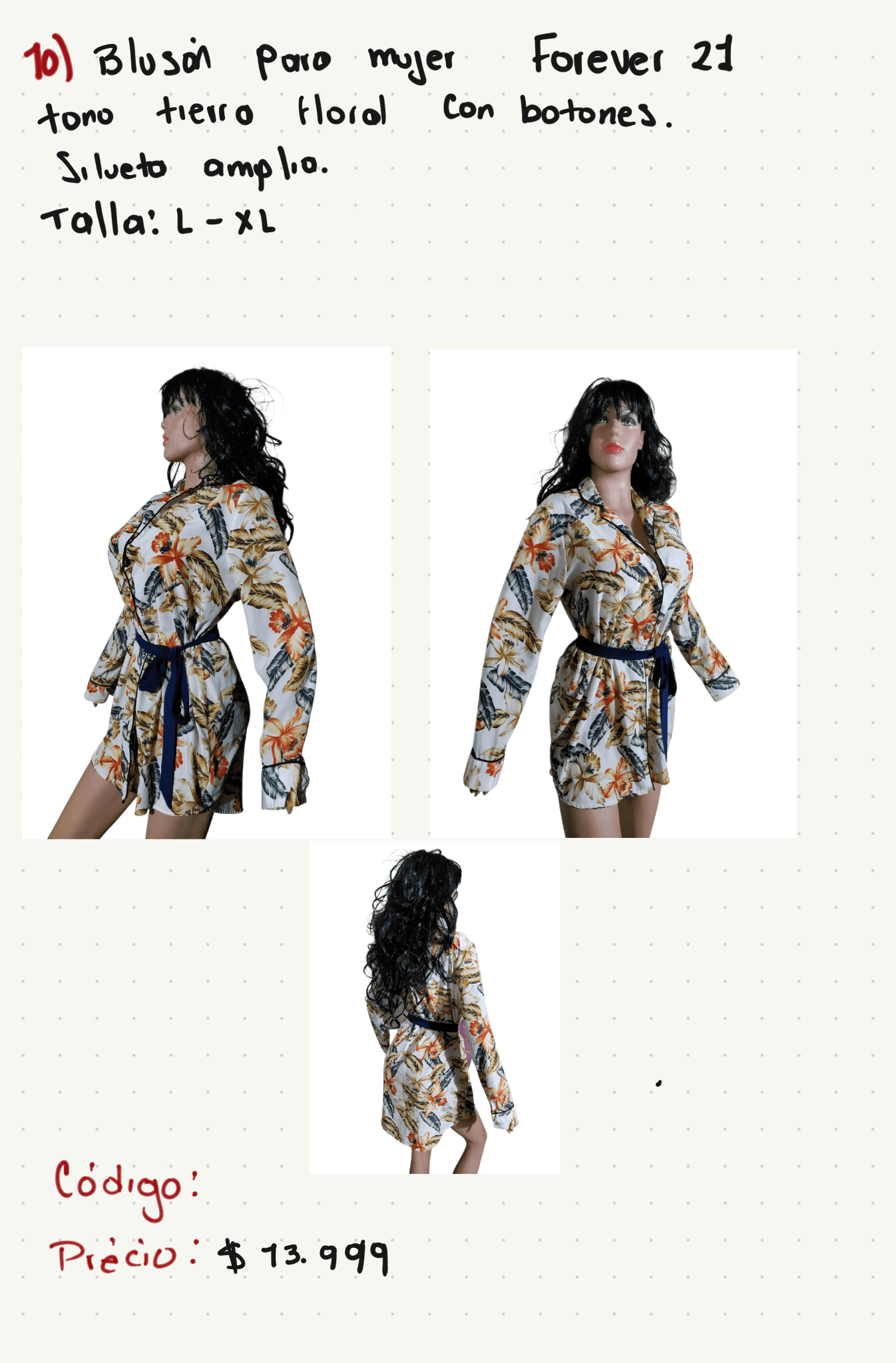 Blusón para mujer Forever 21 tono tierra floral con botones silueta amplia — foto 1