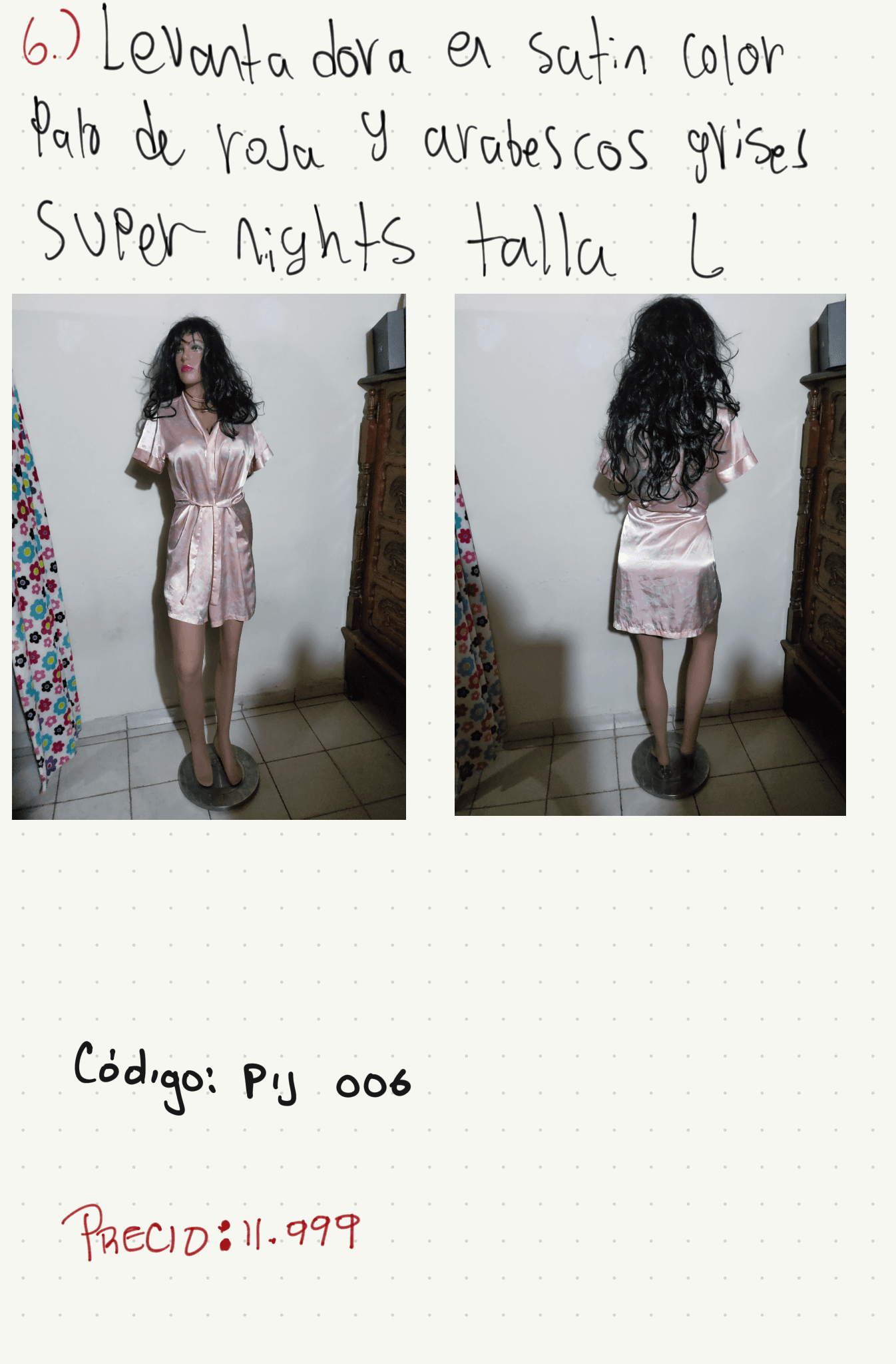 Levantadora en satín color palo de rosa y arabescos grises Super Nights — foto 1