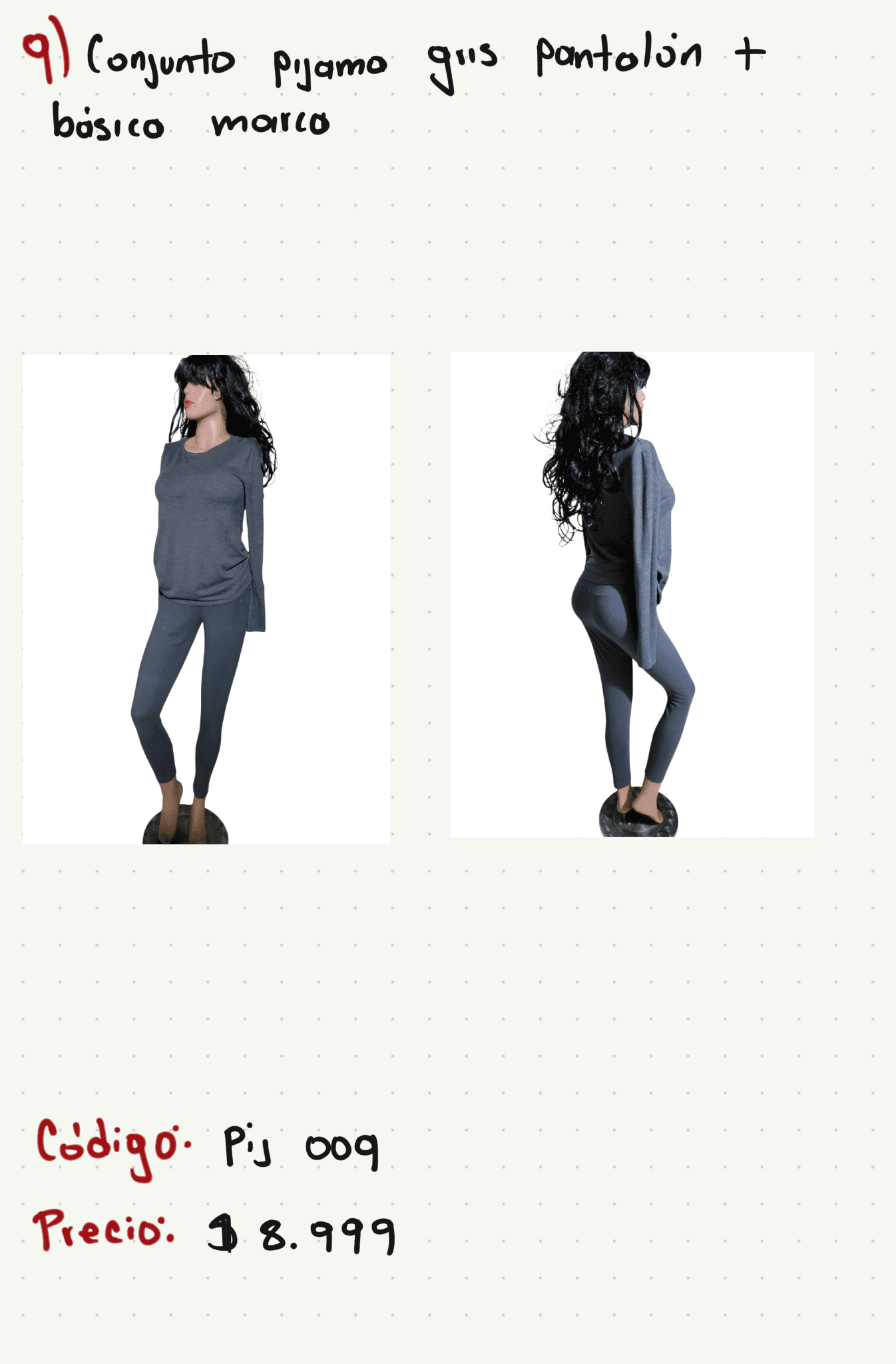 Conjunto pijama gris pantalón + básico marco — foto 1